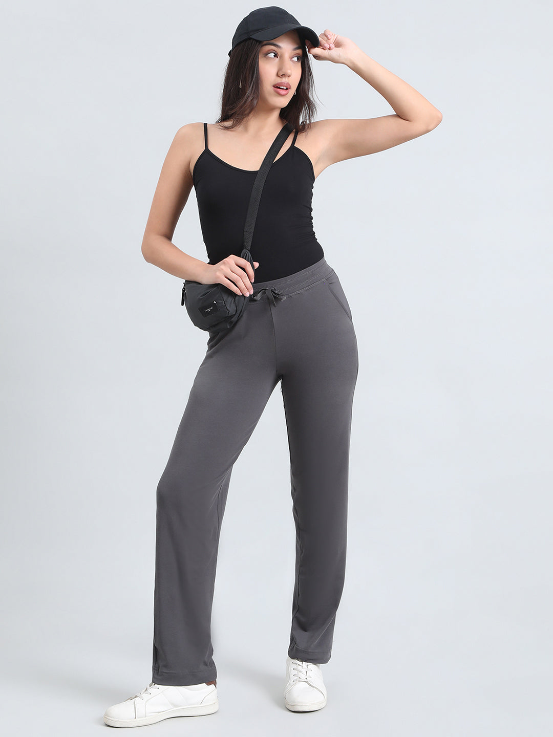 Silver Grey Cotton Stretch Track Pant