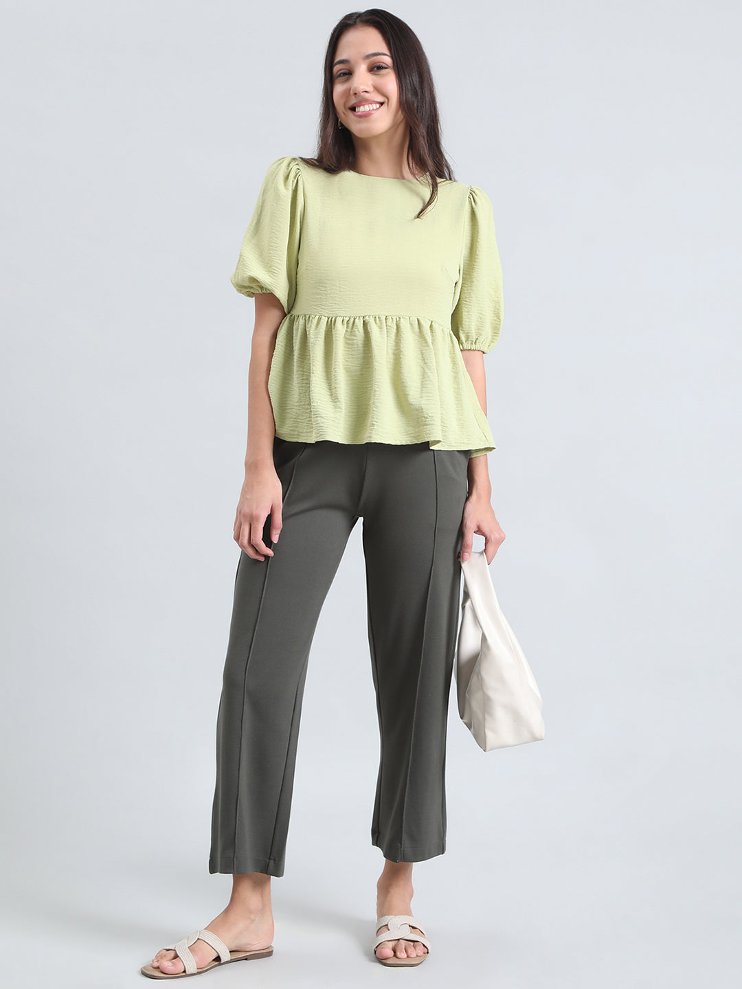 Olive Green Roma Ponte Wide Pants