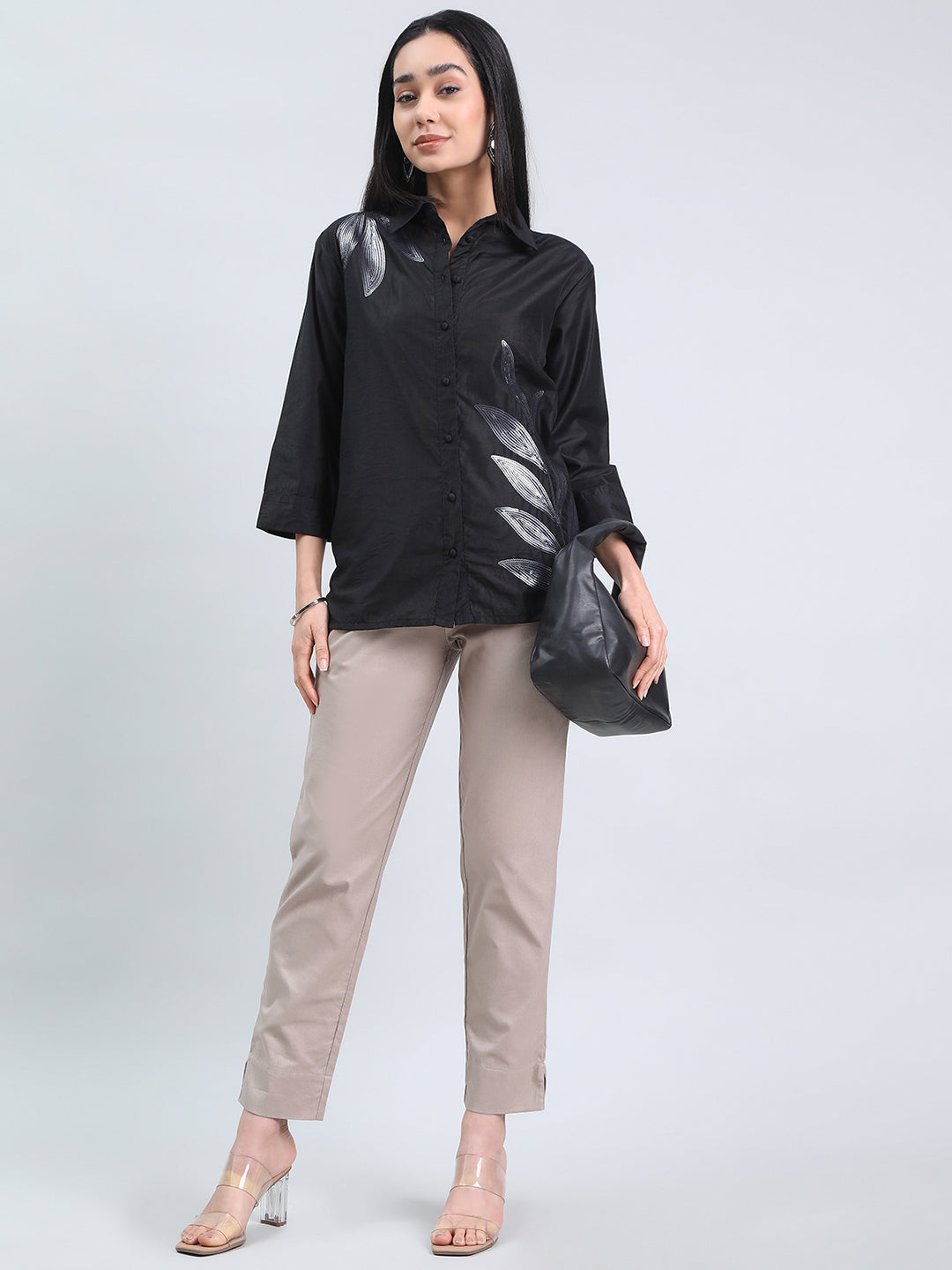 Beige Cotton Pencil Pant