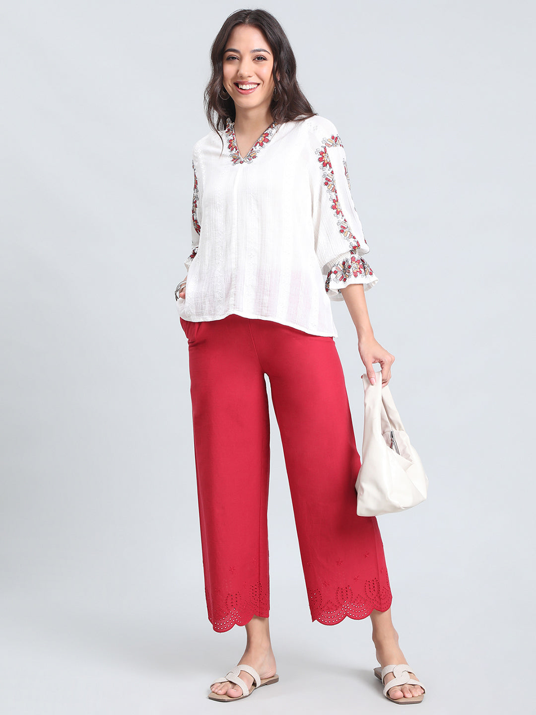 Cherry Cotton Hakoba Palazzo