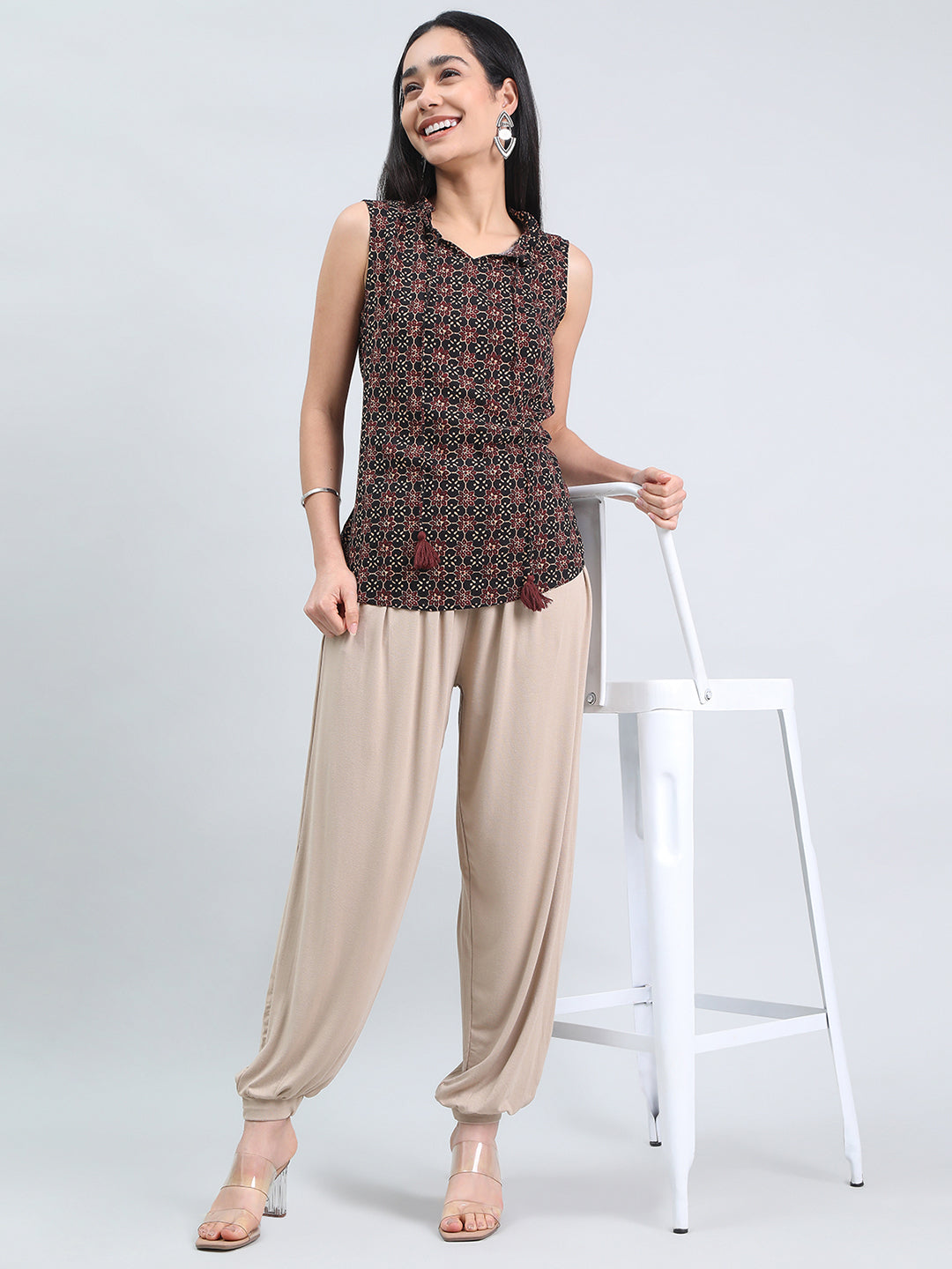 Dark Beige Viscose Stretch Harems