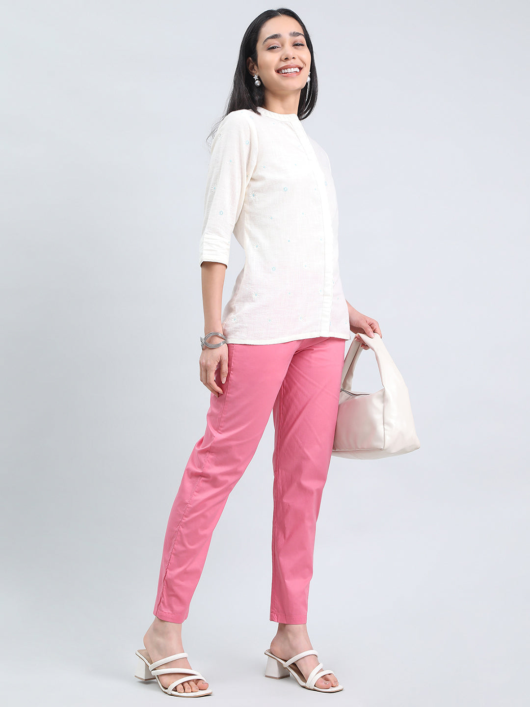 Blush Pink Cotton Cambric Cotton Pants