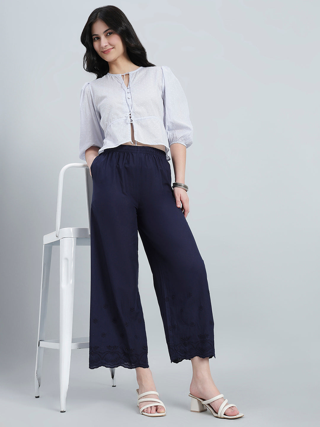 Navy Hakoba Wide Pant