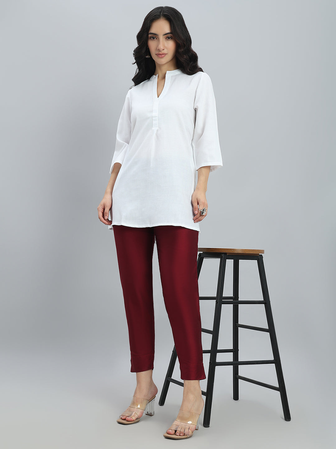 Plum Poly Modal Metallic Pants