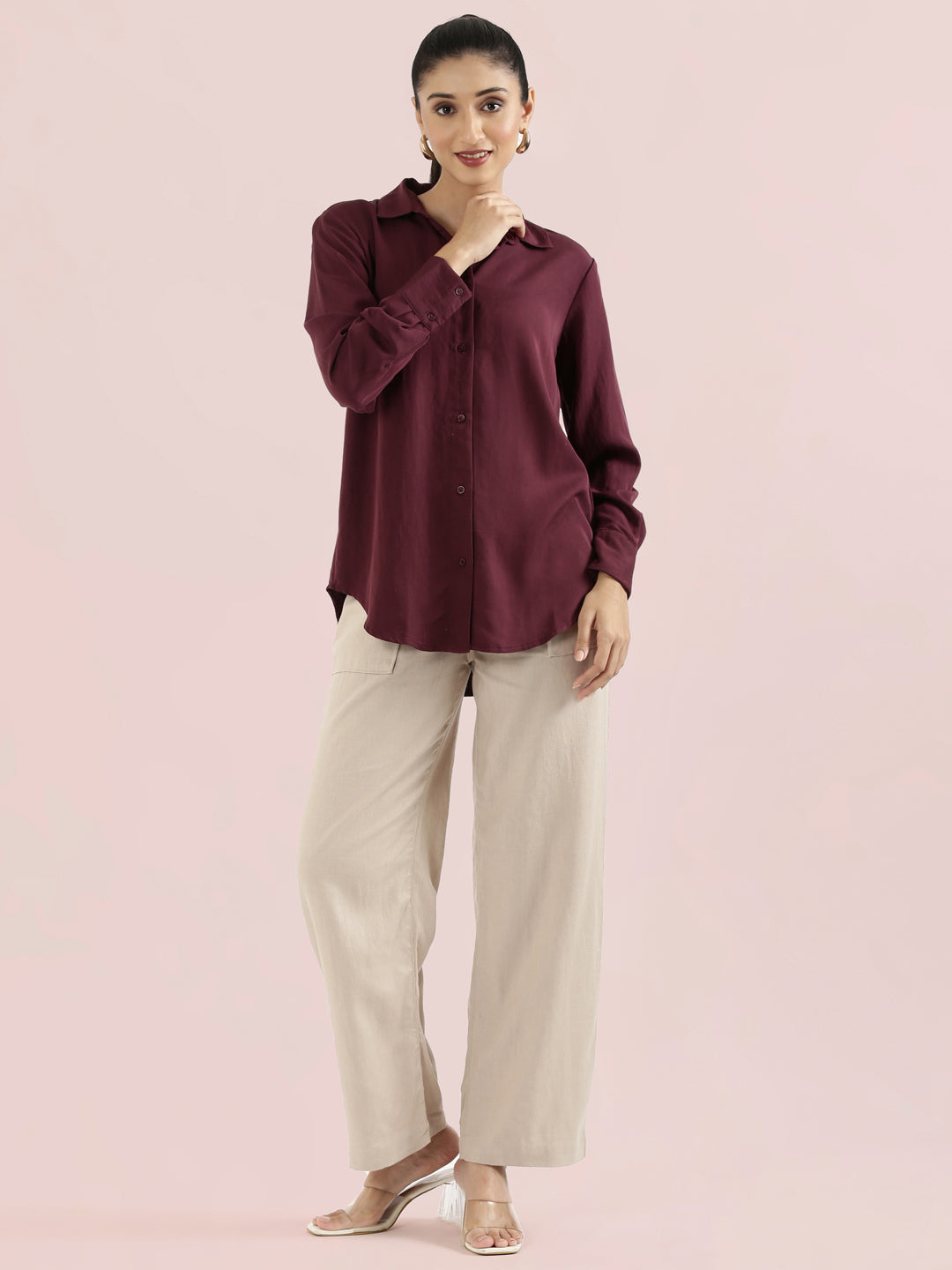 Rayon Classic Collar Long Shirt