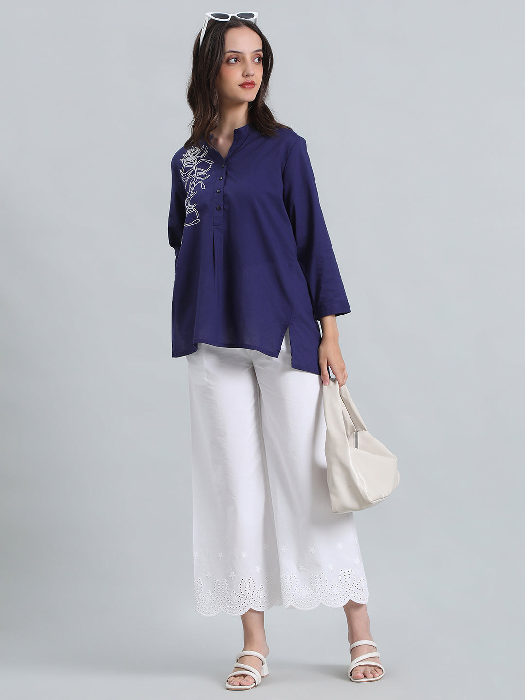 White Cotton Hakoba Palazzo