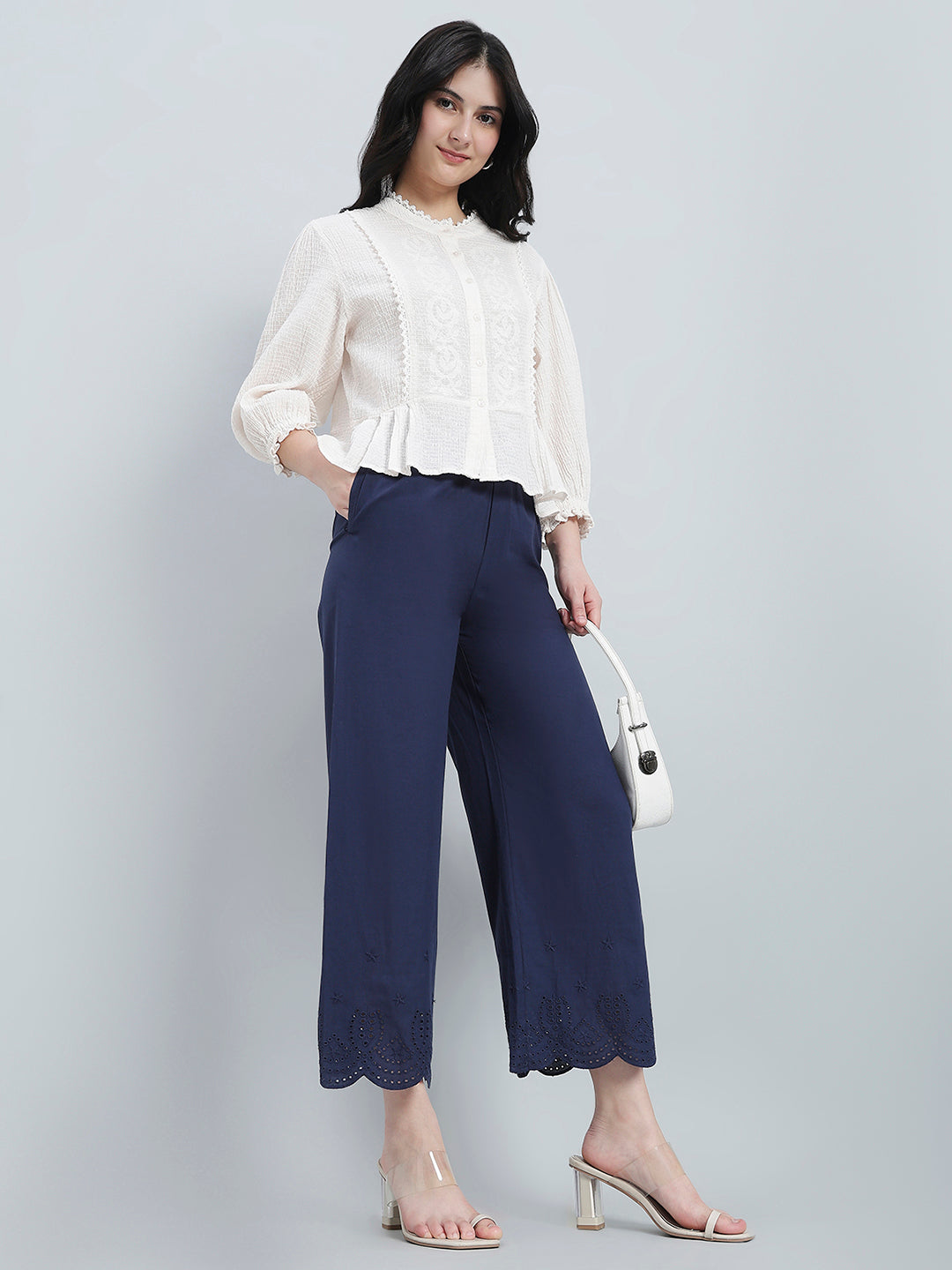 Navy Cotton Hakoba Palazzo