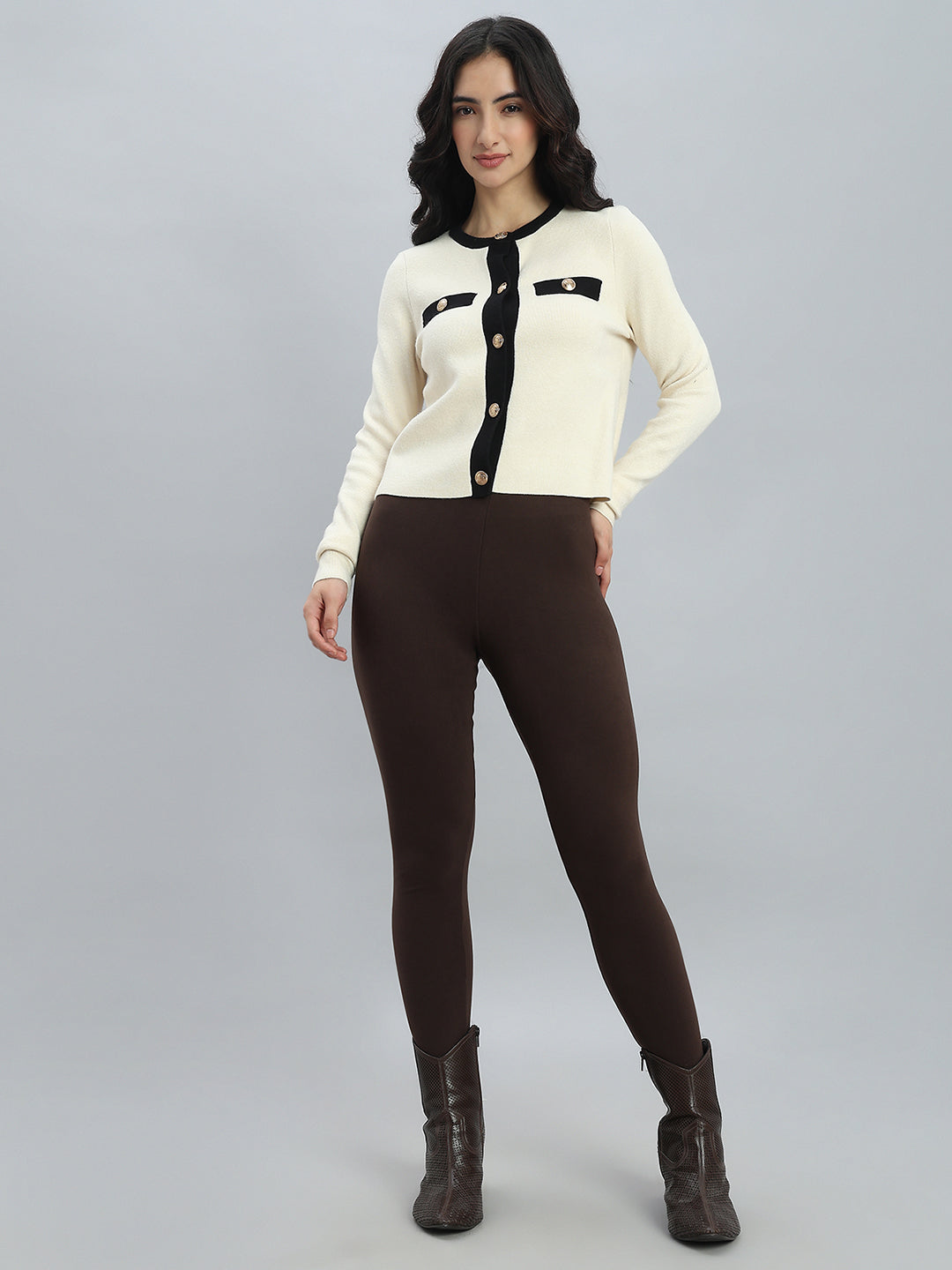 Dark Brown Warm Suede Leggings