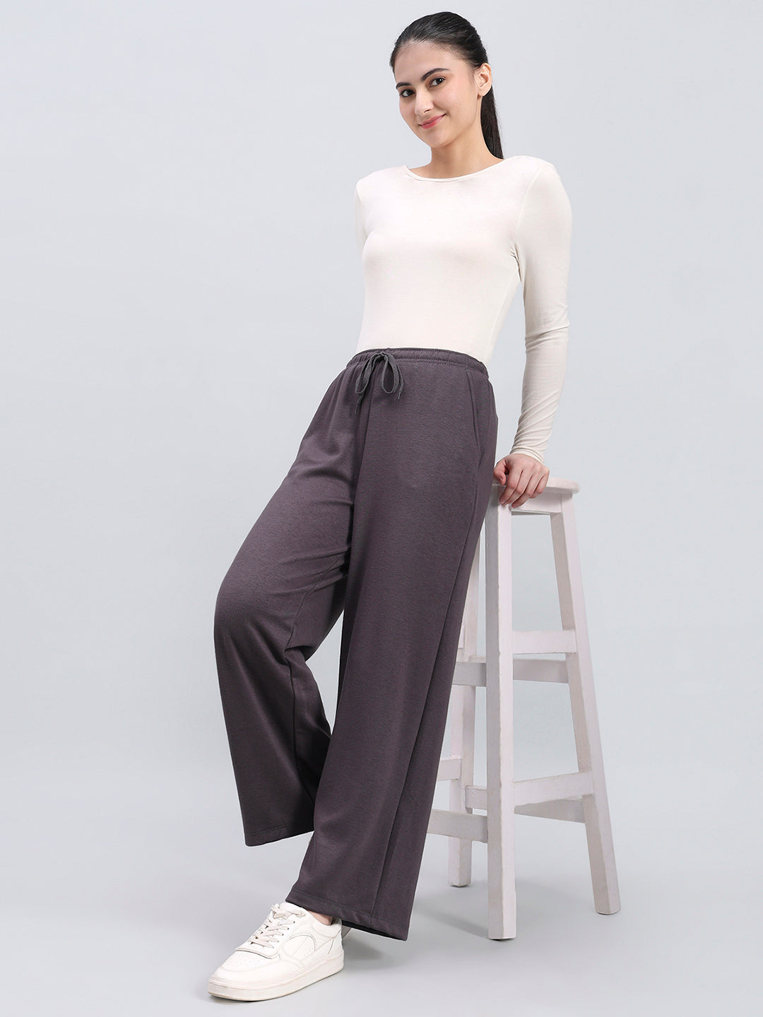Silver Grey Fleece Wide Pant
