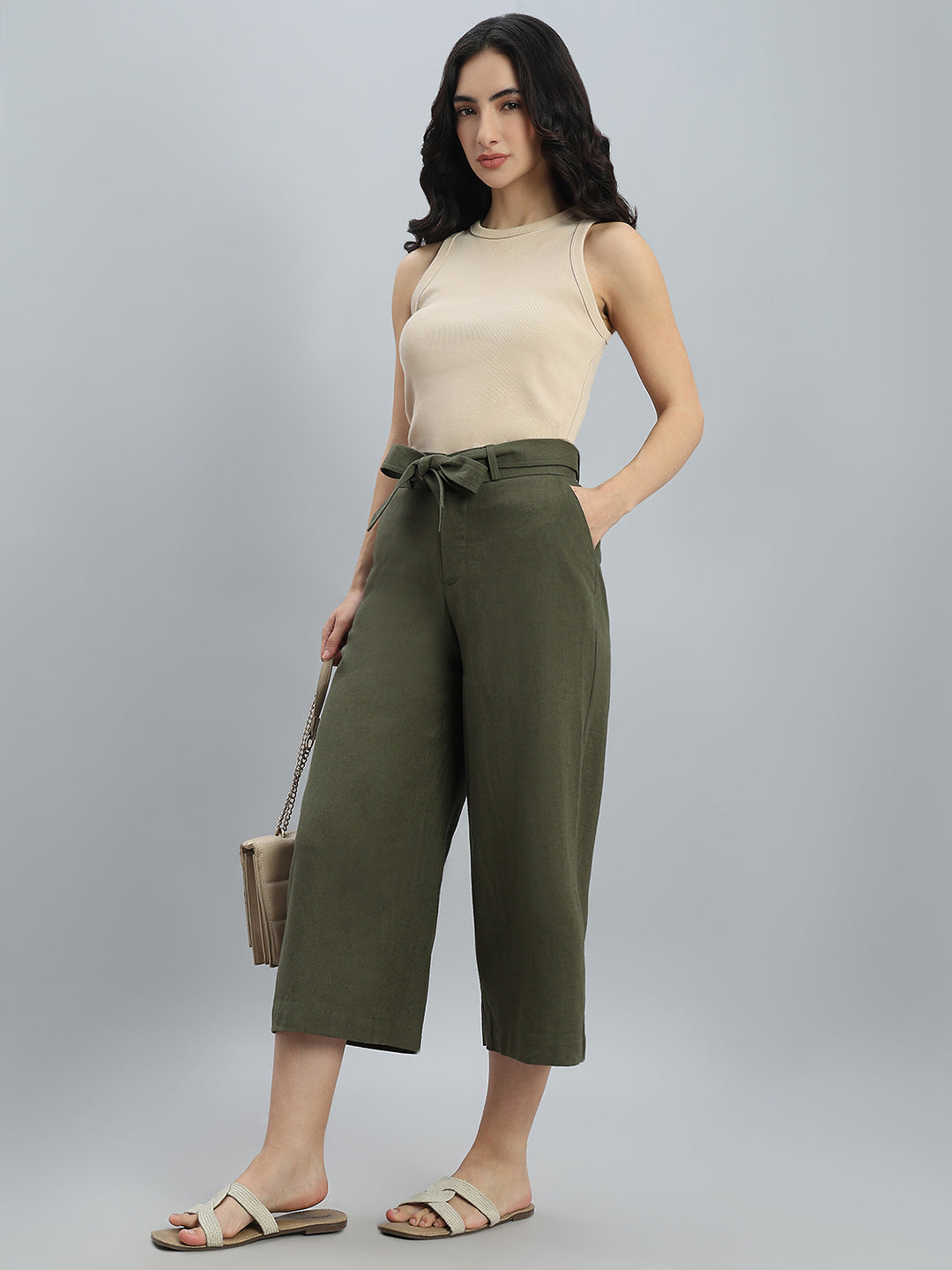 Olive Linen Blend Culottes