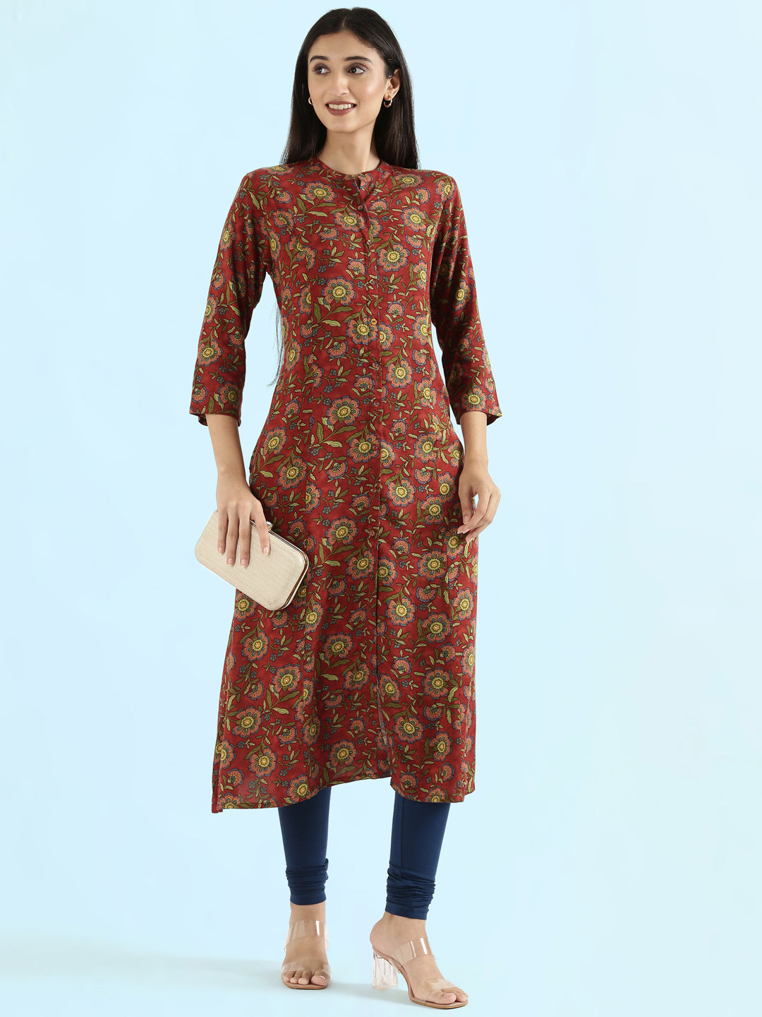 Viscose Mughal Floral Print A-Line Kurta