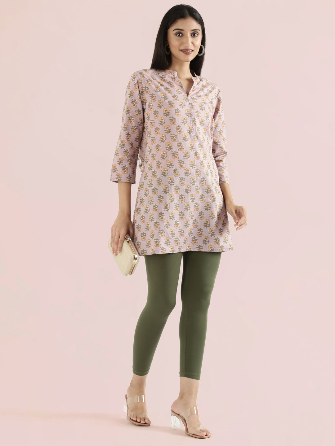 Cotton Sunflower Block Print Short Kurti