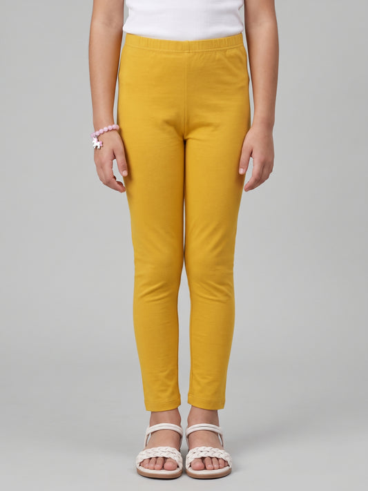 Yellow Cotton Stretch Cropped Leggings