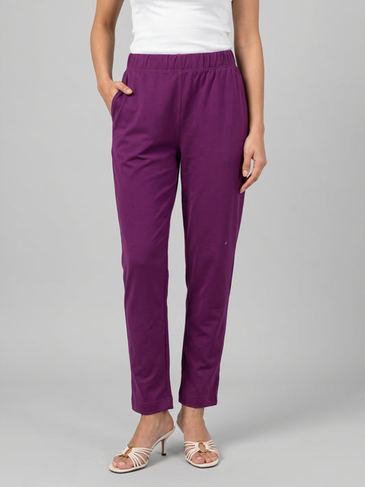 Medium Purple Cotton Stretch Kurti Pants