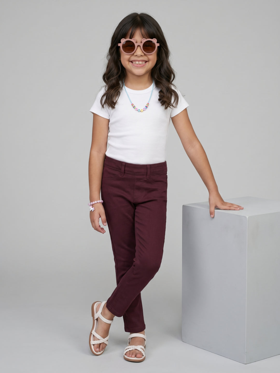 Dark Purple Cotton Poly Stretch Super Stretch Jeggings