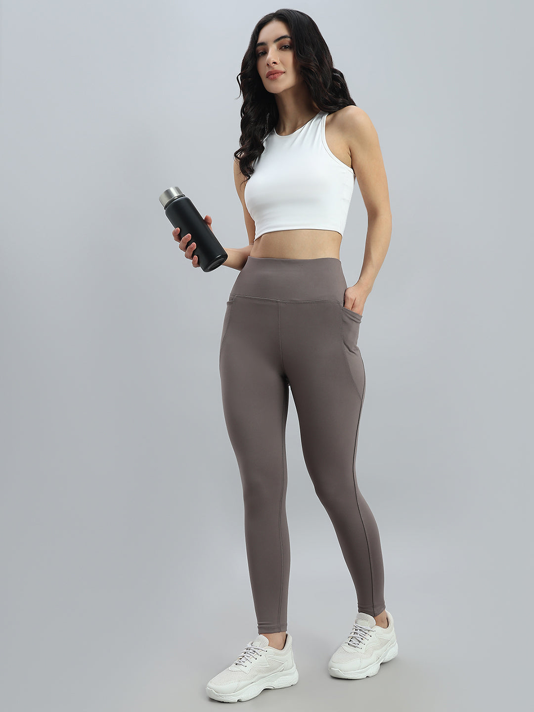 Ebony Grey Nylon Stretch Training Tights