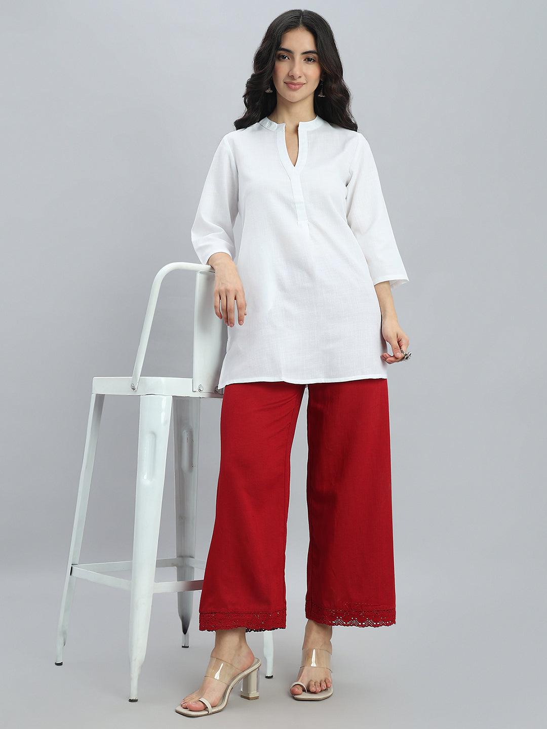 Cherry Linen Lace Palazzo