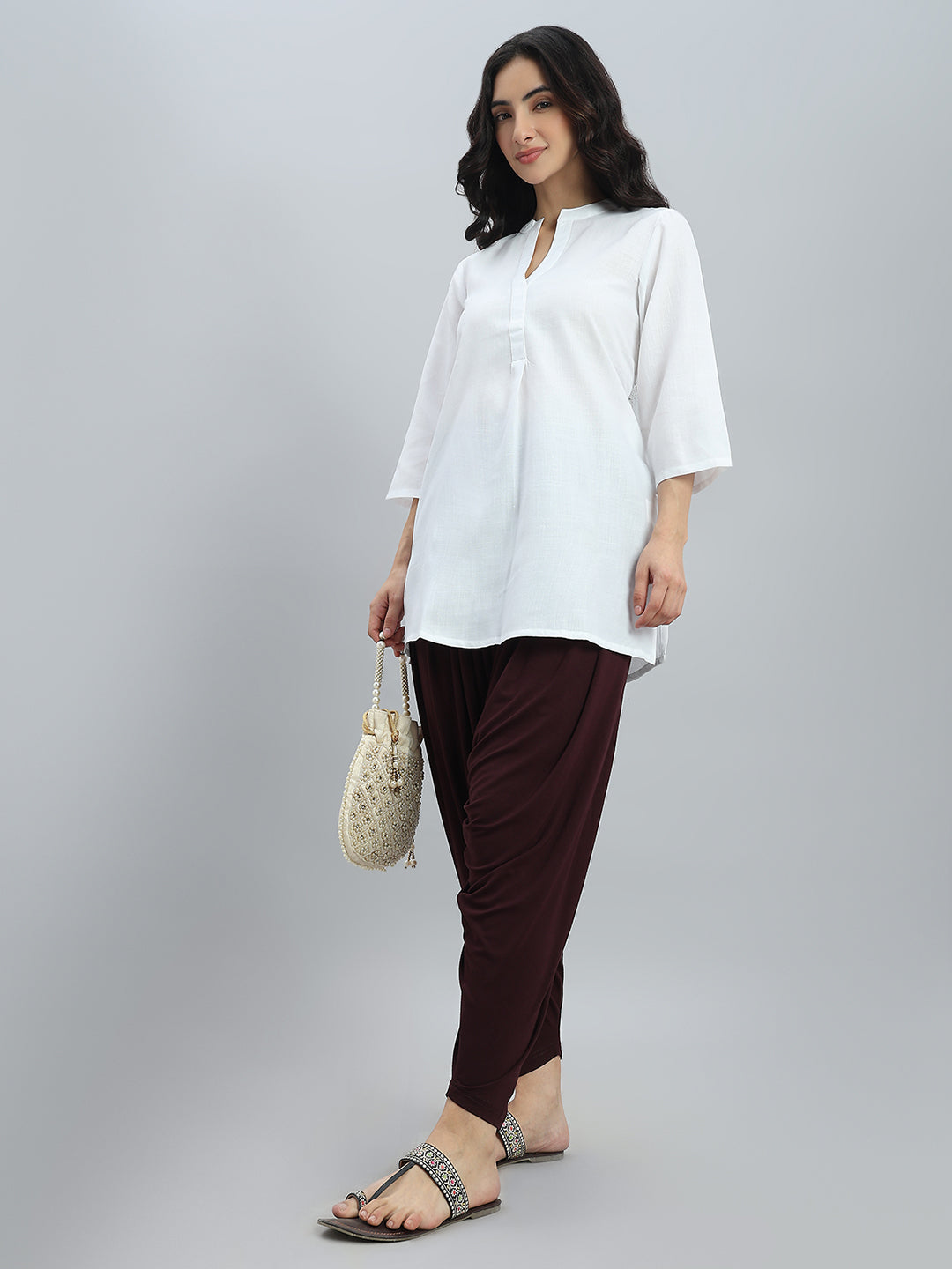 Dark Wine Viscose Stretch Patiala