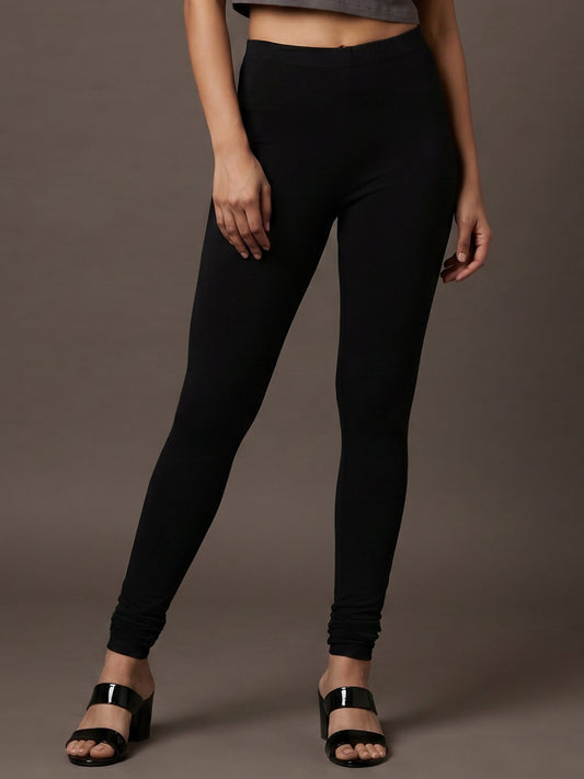 Black Cotton Stretch Churidar