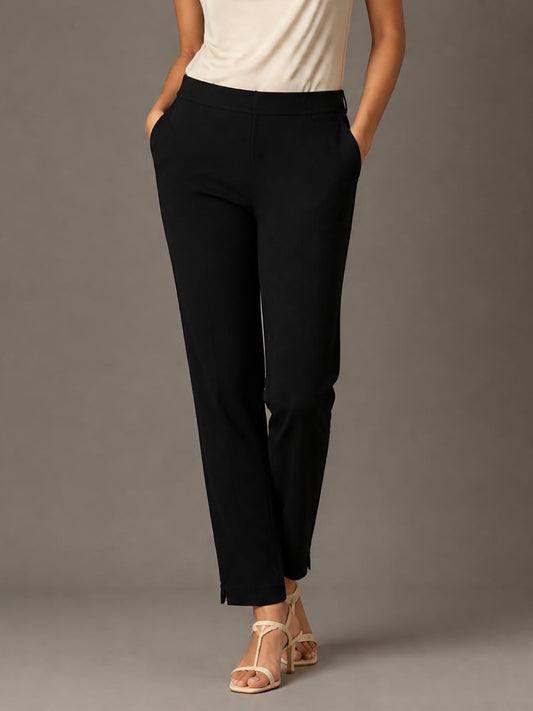 Black Cotton Stretch Kurti Pants
