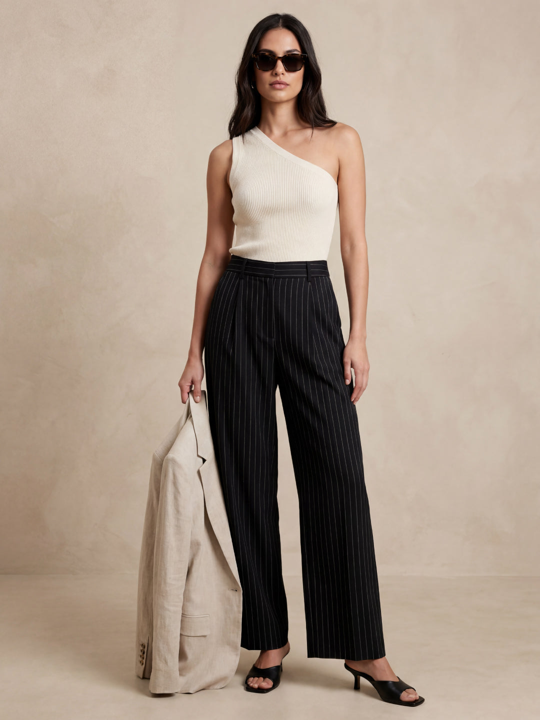 Black Cotton Stripes Cargo Pant