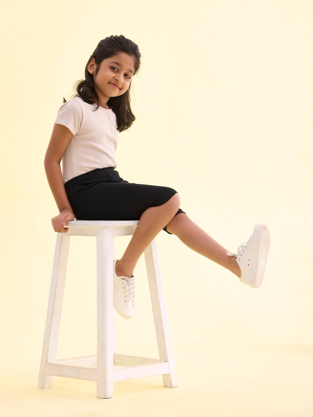 Black Cotton Stretch Cycling Shorts