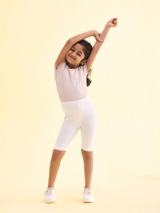 Cream Cotton Stretch Cycling Shorts