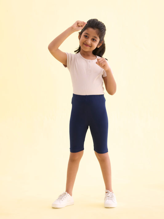 Navy Cotton Stretch Cycling Shorts