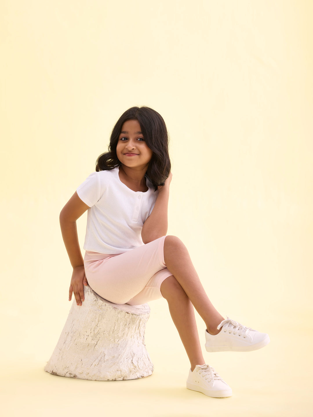 Pastel Pink Cotton Stretch Cycling Shorts