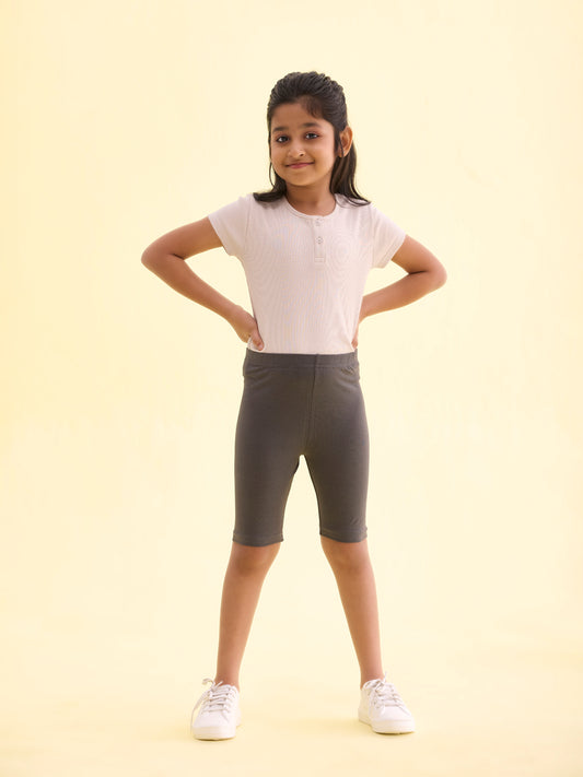 Silver Grey Cotton Stretch Cycling Shorts