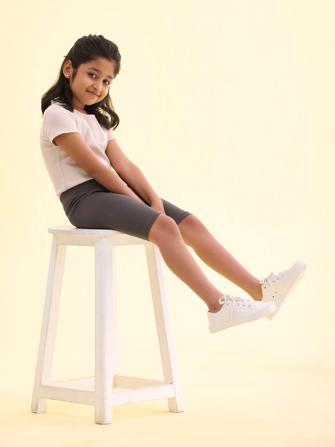 Silver Grey Cotton Stretch Cycling Shorts