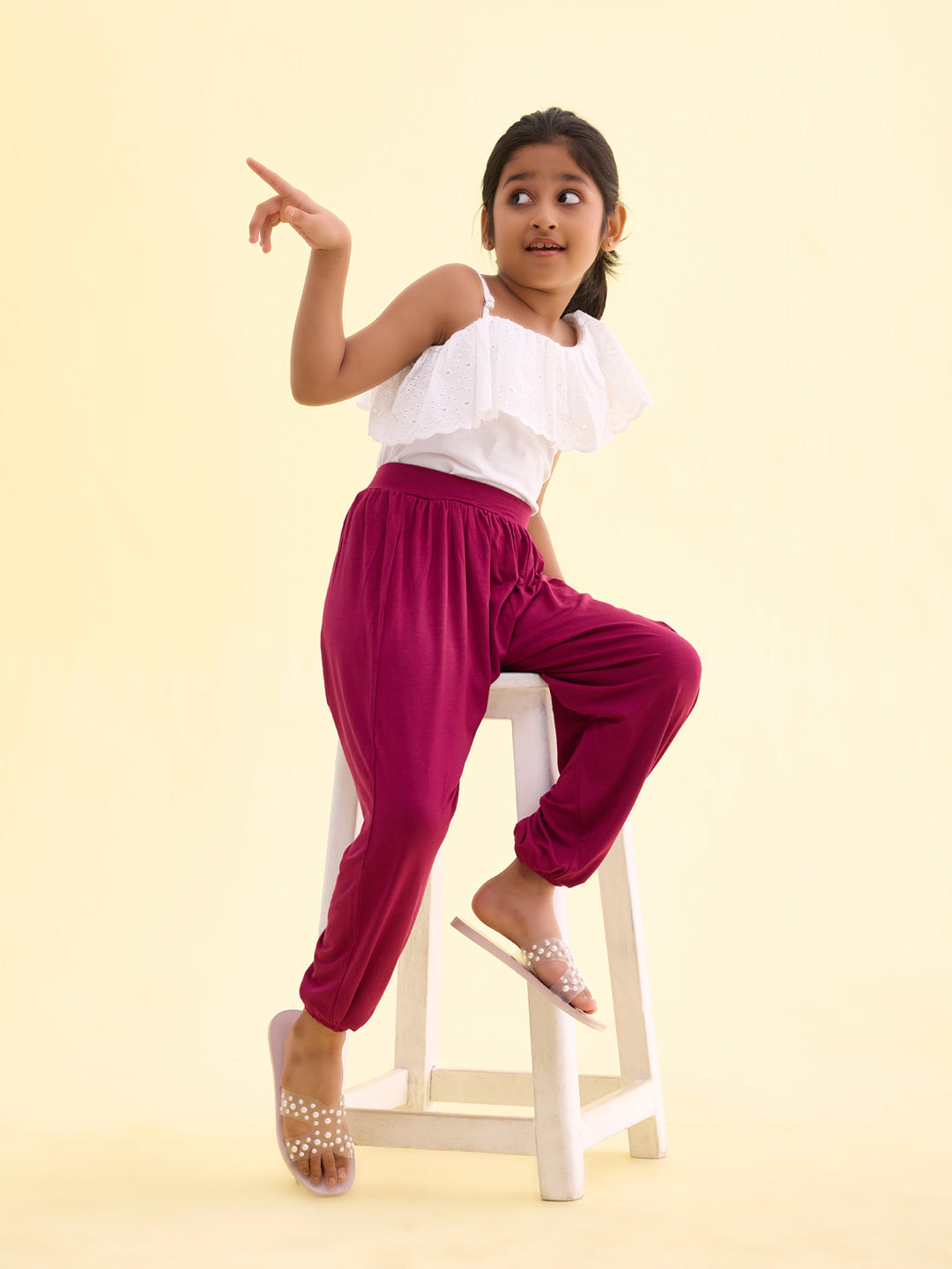 Medium Violet Viscose Stretch Harem