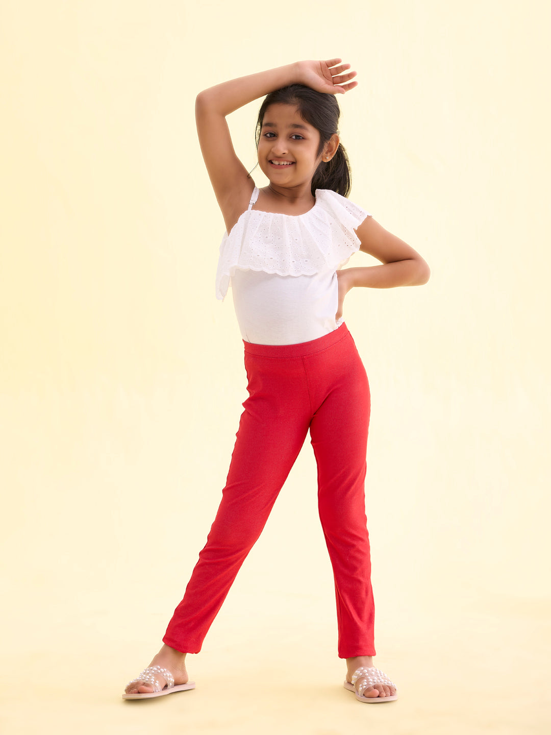 Dark Red Cotton Poly Stretch Knit Jeggings – Go Colors India