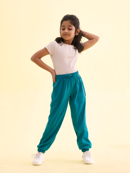 Peacock Green Cotton Joggers