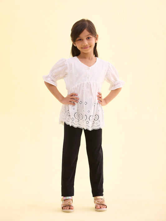 Black Cotton Stretch Ankle Length Leggings