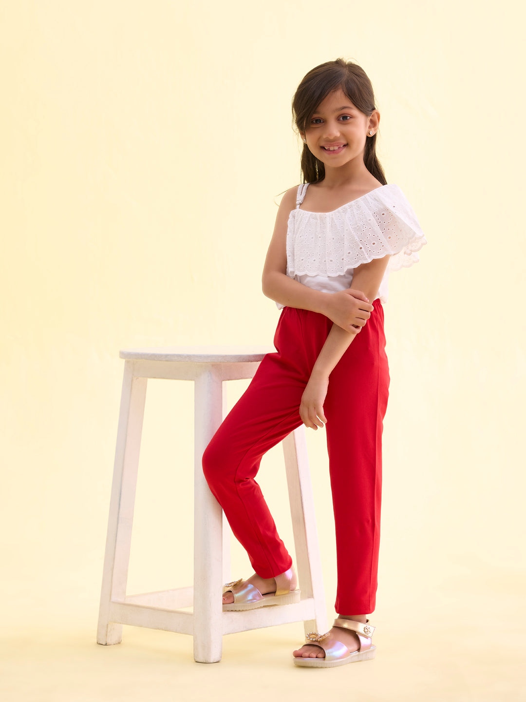 Dark Red Cotton Stretch Ankle Length Leggings