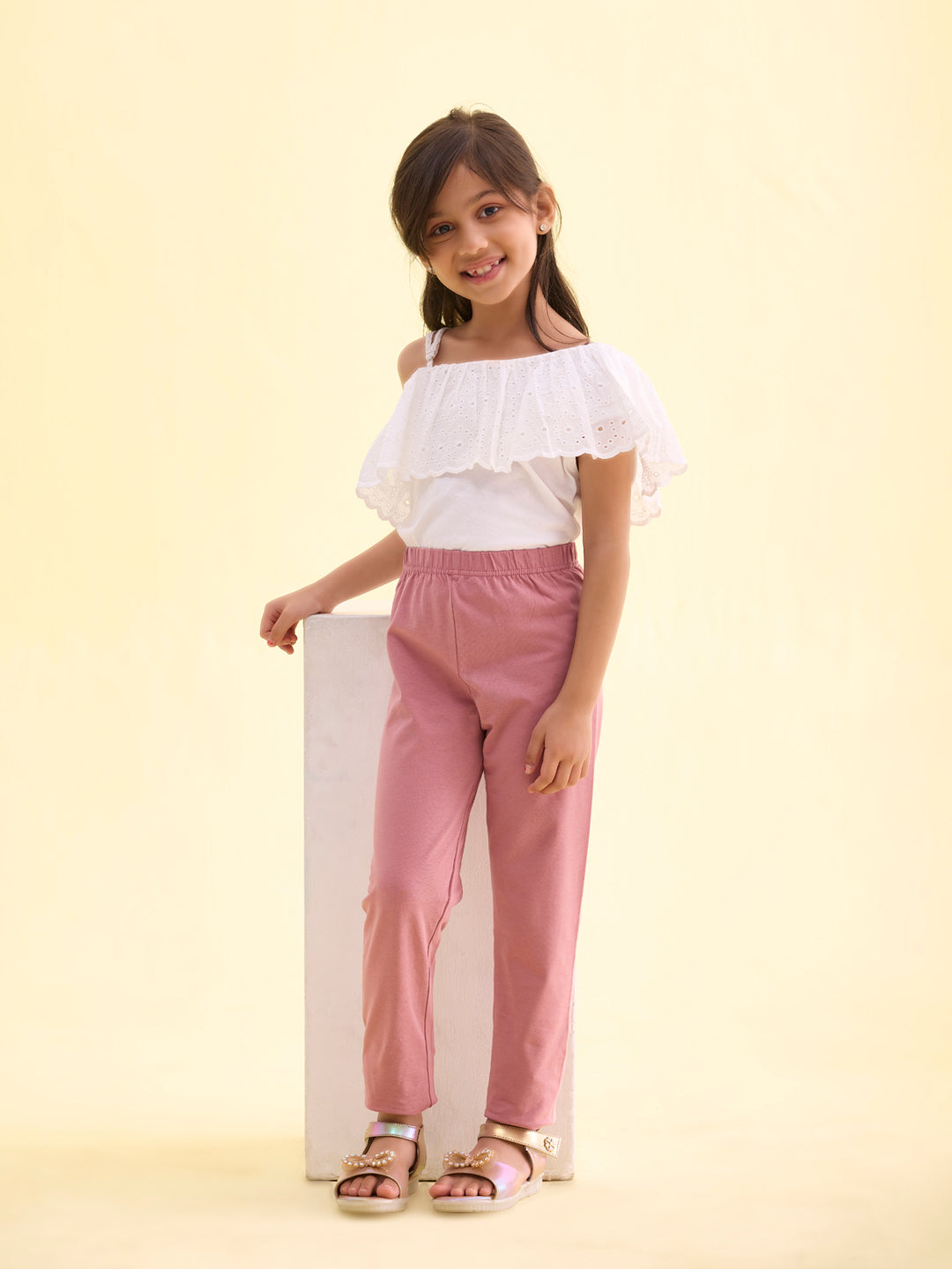 Mauve Cotton Stretch Ankle Length Leggings