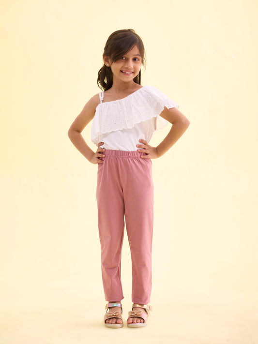 Mauve Cotton Stretch Ankle Length Leggings