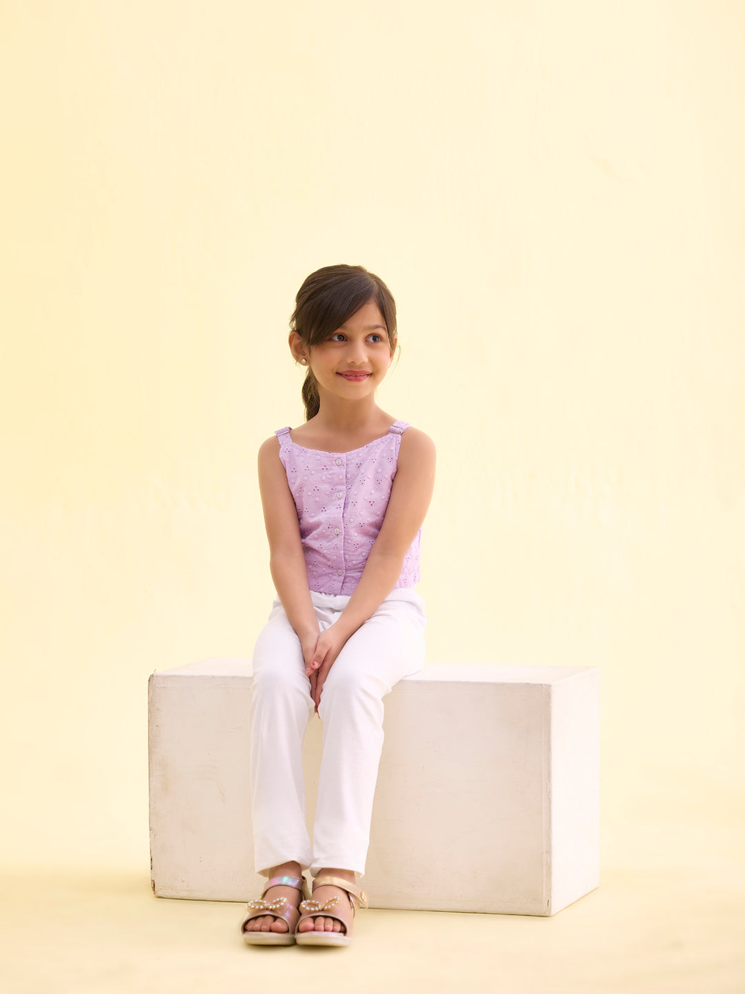 White Cotton Stretch Ankle Length Leggings