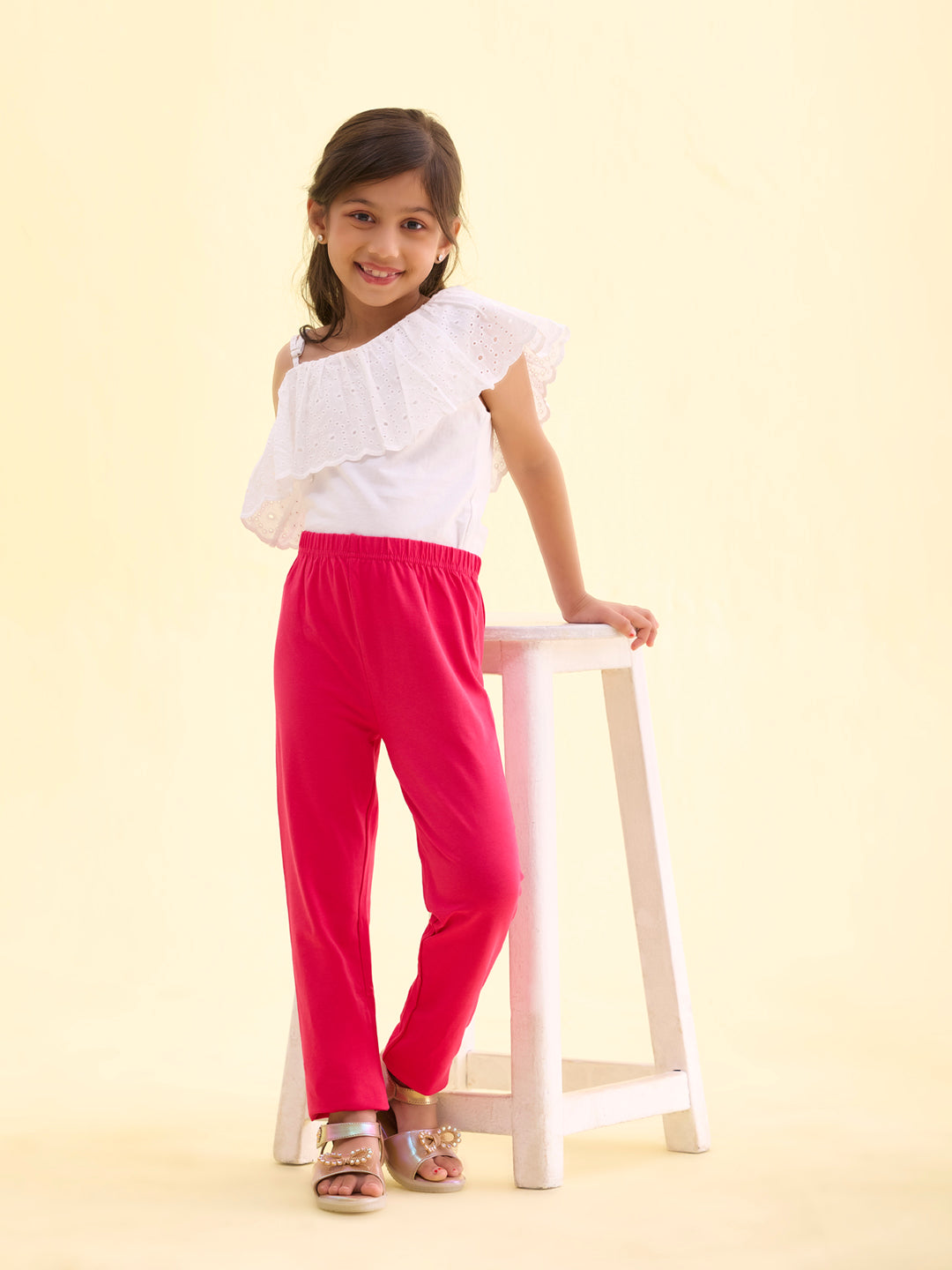 Young Fuchsia Cotton Stretch Ankle Length Leggings