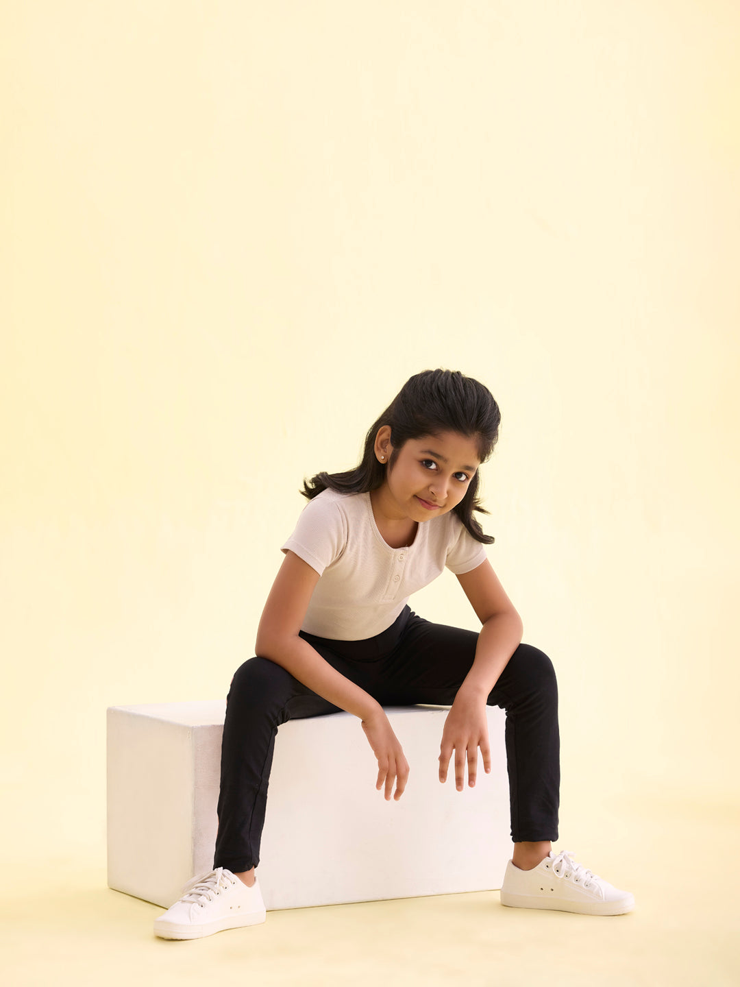 Black Cotton Stretch Side Stripes Active Leggings