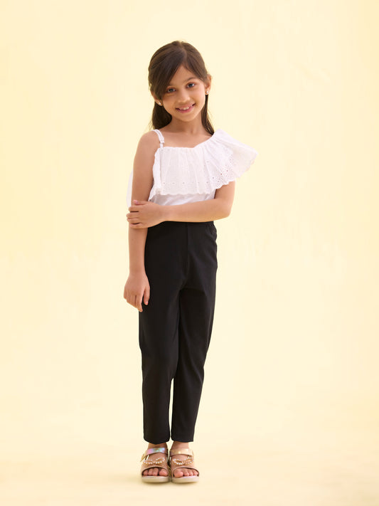 Black Cotton Stretch Cropped Leggings