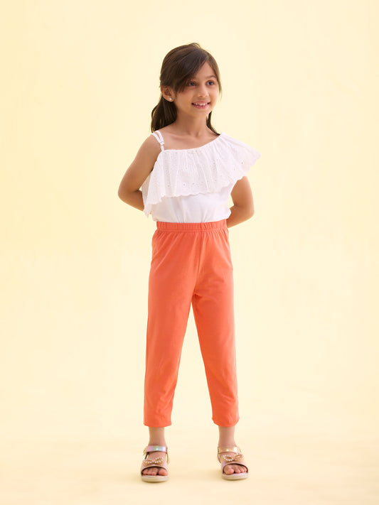 Light Coral Cotton Stretch Cropped Leggings
