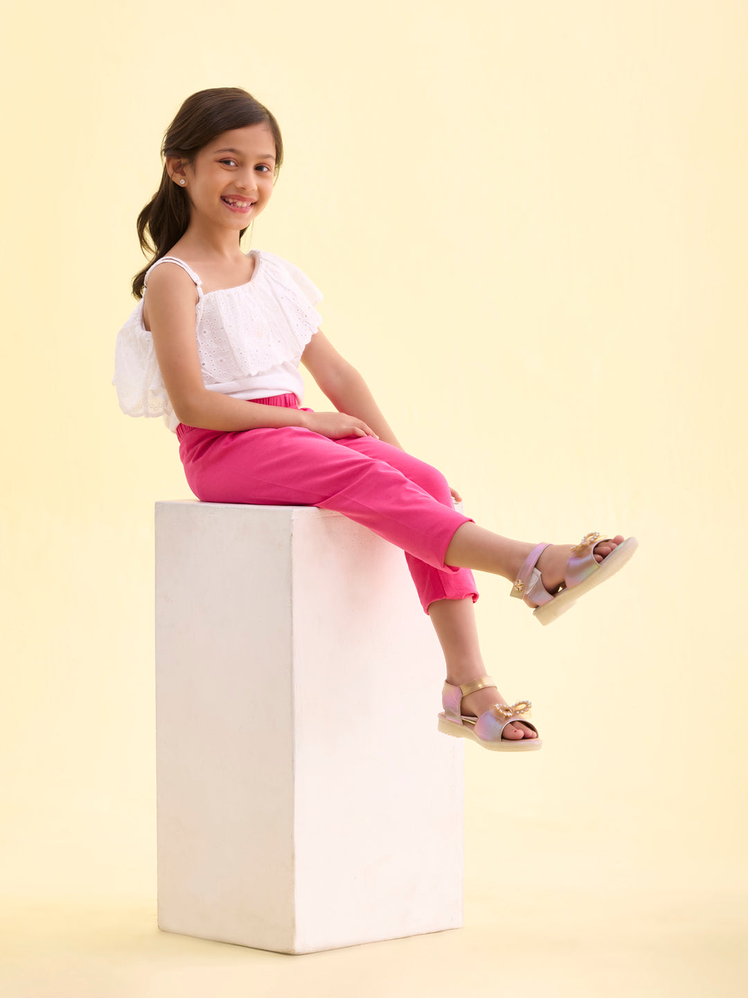 Light Rose Cotton Stretch Cropped Leggings