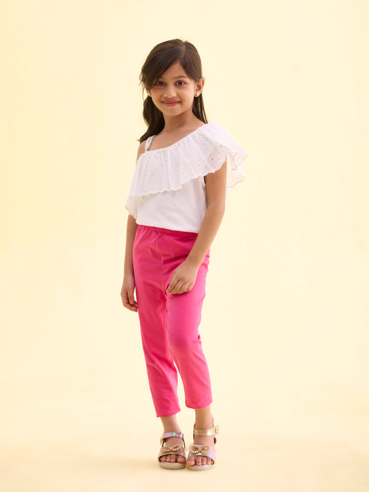 Light Rose Cotton Stretch Cropped Leggings