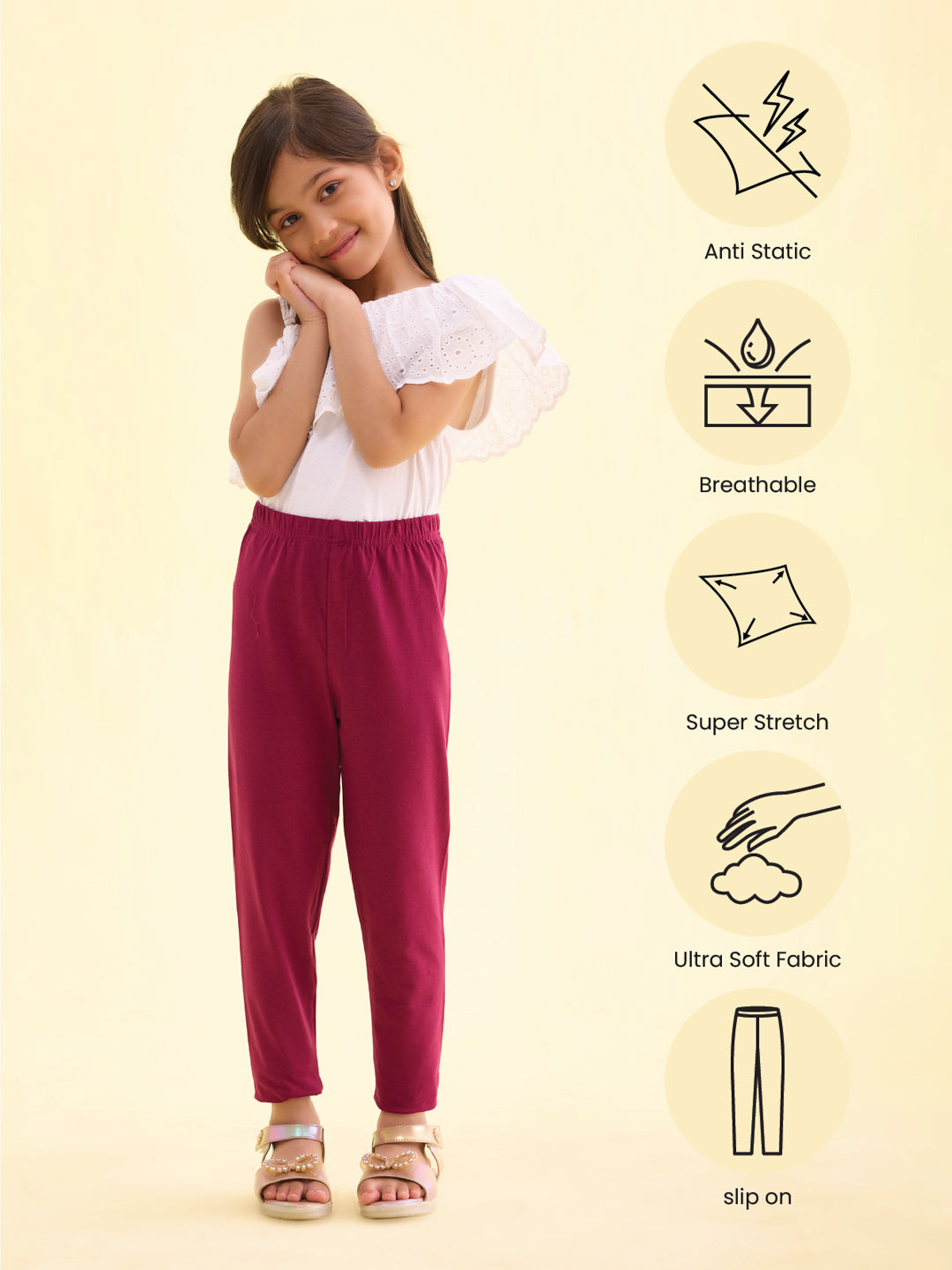 Medium Violet Cotton Stretch Cropped Leggings