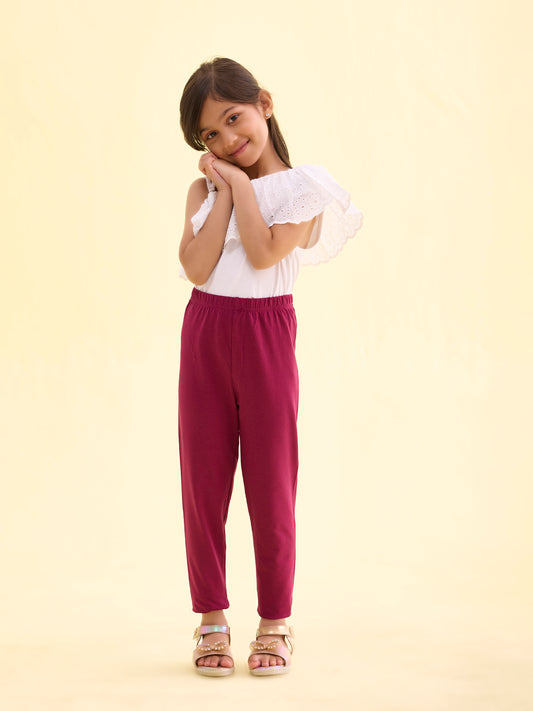 Medium Violet Cotton Stretch Cropped Leggings