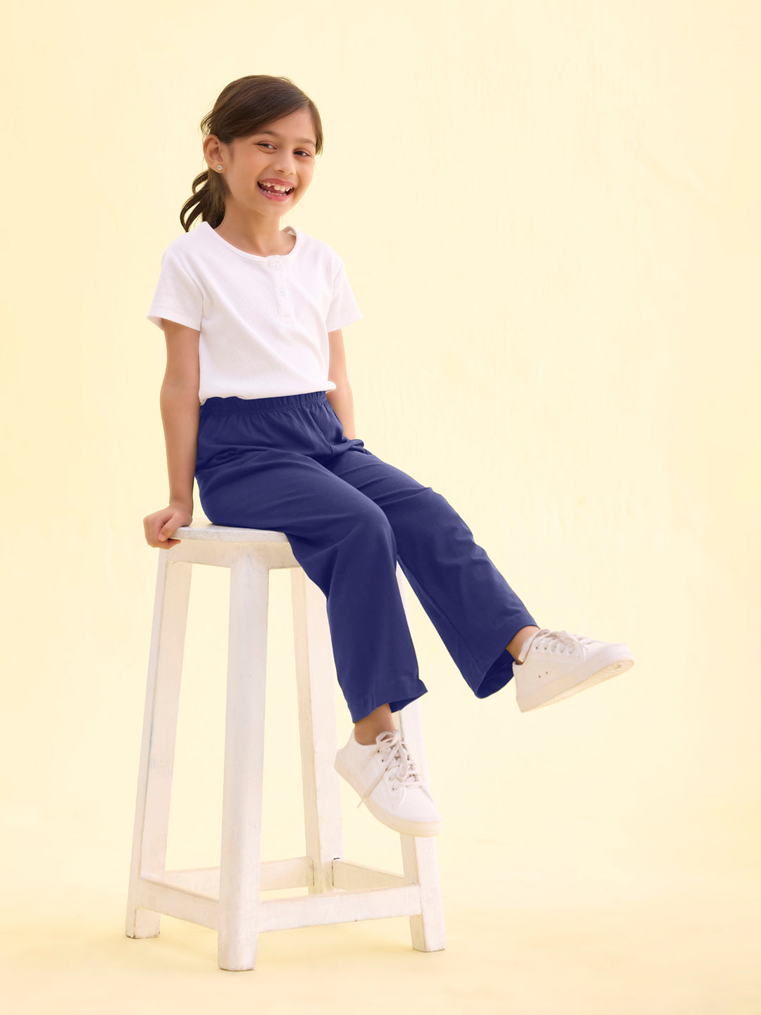 Navy Cotton Stretch Cropped Leggings