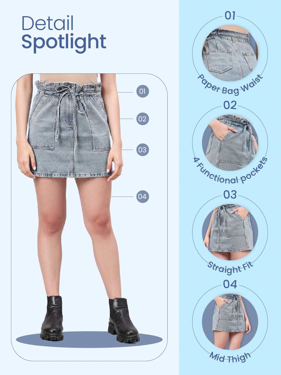 Denim Paperbag Skirt