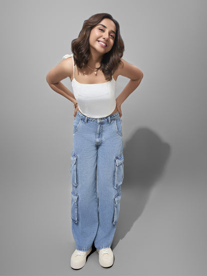 Denim Cargo Pants Image
